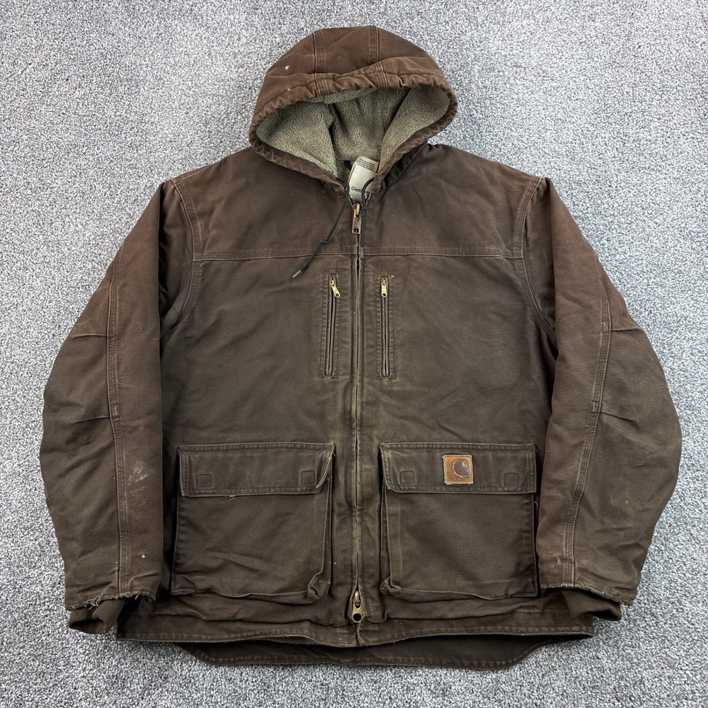 Carhartt Jacket Mens Large Brown Cotton Sandstone Ridge Canvas C95 DKB